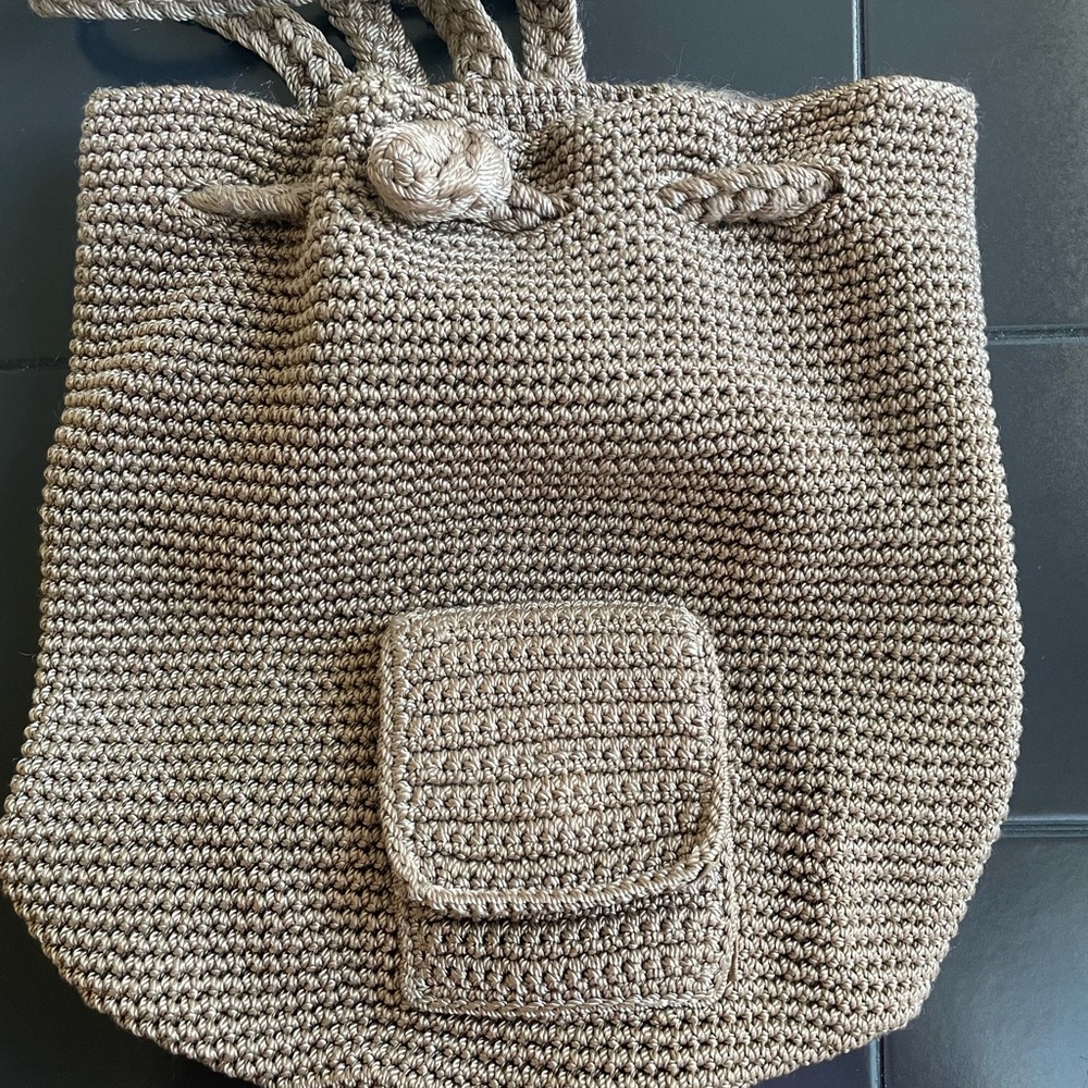 The Sak Taupe Crochet Backpack
